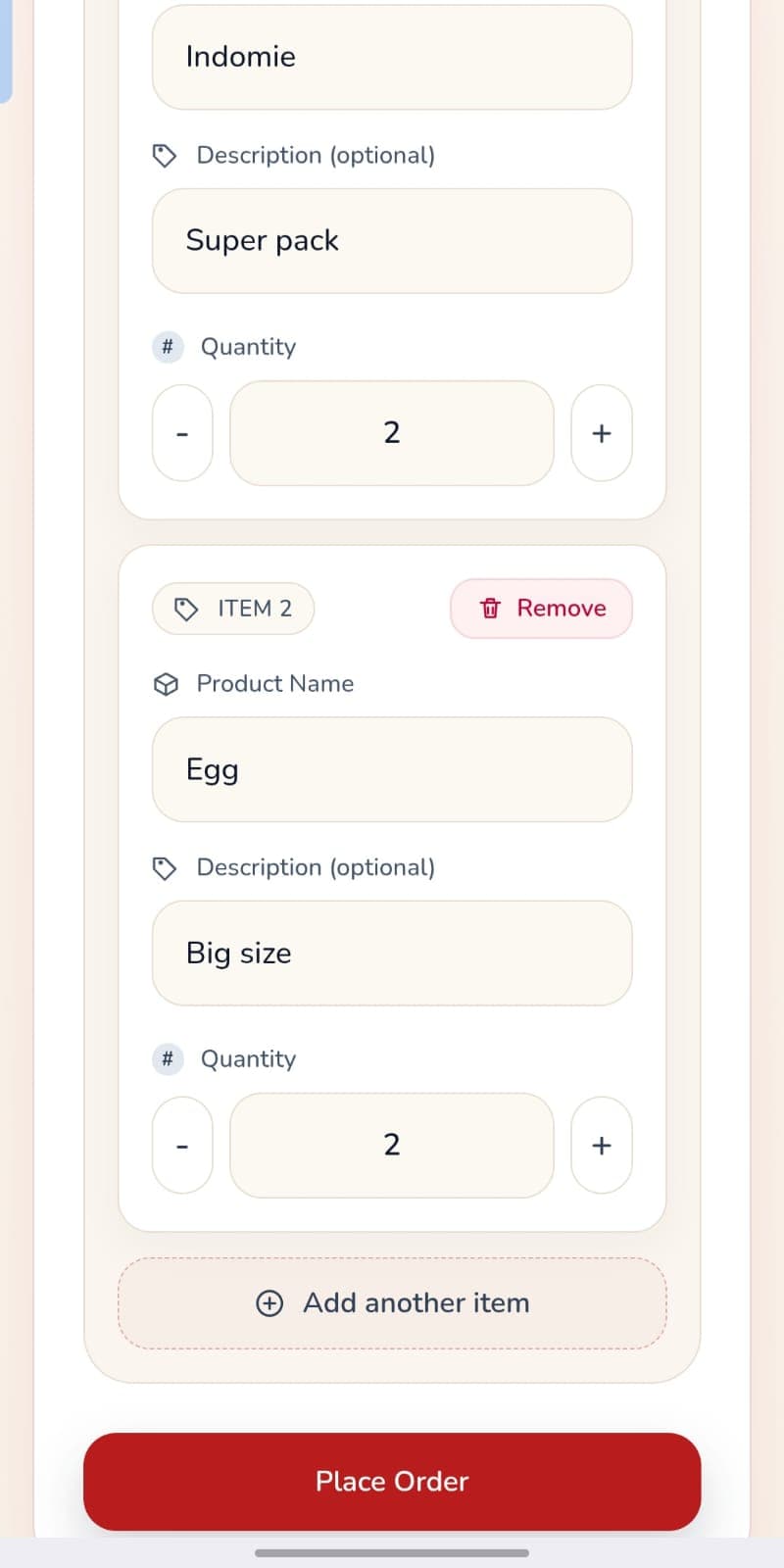 Customer creates order - Vero - Smart ordering for stores